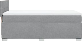 vidaXL Κρεβάτι Boxspring με Στρώμα Ανοιχτό Γκρι 90x200 εκ. Υφασμάτινο