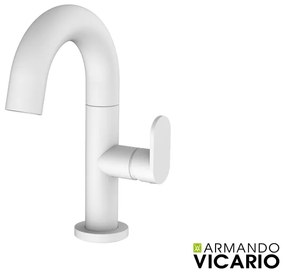 Μπαταρία Νιπτήρα με βαλβίδα clic-clac White Matt Armando Vicario Slim 500010-300