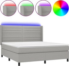 vidaXL LED Κρεβάτι με βάθρο με κεφαλάρι ύφασμα