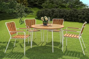 Τραπέζι εξωτερικού χώρου Cortland 167, Φυσικό ξύλο καπλαμά, 71cm, Καφέ, Μέταλλο | Epipla1.gr