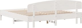 vidaXL Σκελετός Κρεβ. Χωρίς Στρώμα Λευκό 200x200 εκ Μασίφ Πεύκο