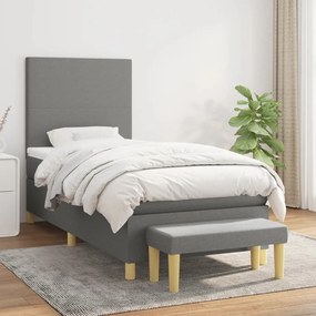 ΚΡΕΒΑΤΙ BOXSPRING ΜΕ ΣΤΡΩΜΑ ΣΚΟΥΡΟ ΓΚΡΙ 90X200 ΕΚ. ΥΦΑΣΜΑΤΙΝΟ 3136966