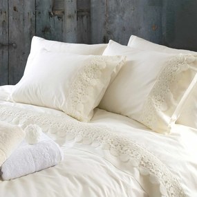 Σεντόνια Σετ 4Τμχ. με Δαντέλα Olivine Ecru Ρυθμός Queen Size 230x260cm Χωρίς Λάστιχο 100% Cotton