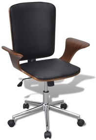 vidaXL Καρέκλα Γραφείου Περιστρεφόμενη από Λυγισμένο Ξύλο και Συνθετικό Δέρμα
