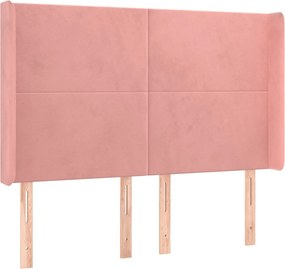 vidaXL Κρεβάτι Boxspring με Στρώμα &amp; LED Ροζ 140x190 εκ. Βελούδινο