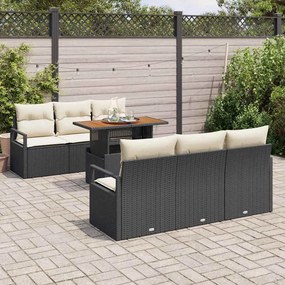 vidaXL Σετ Καναπέ Κήπου 7 pcs Μαύρο και κρεμ 100 x 55 x 73 εκ