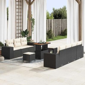vidaXL Σετ Καναπέ Κήπου 10 pcs Μαύρο συνθετικό ρατάν