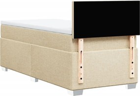 vidaXL Κρεβάτι Boxspring με Στρώμα Κρεμ 100 x 200 εκ. Υφασμάτινο