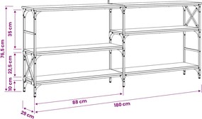 vidaXL Τραπέζι κονσόλας Μαύρη Δρυς 180 x 29 x 76,5 εκ. μέταλλο PB
