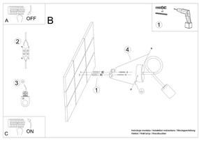 Sollux Φωτιστικό τοίχου LOOP μαύρο,ατσάλι,Ε27 1xmax 15W LED