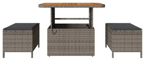 vidaXL Σέτ φαγητού για κήπο Γκρι συνθετικό ρατάν