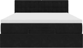 vidaXL Οθωμανικό κρεβάτι με στρώμα Μαύρο 140x190cm Βελούδο