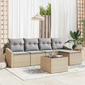vidaXL Σετ Καναπέ με μαξιλάρι 6 pcs Μπεζ συνθετικό ρατάν