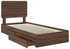 vidaXL Κρεβάτι Αποθήκης Καφέ δρυς 90 x 200 cm Επεξεργασμένο ξύλο