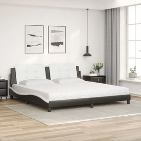 vidaXL Κρεβάτι με Στρώμα Zadar Μαύρο/Λευκό 200x200εκ.Συνθ. Δέρμα