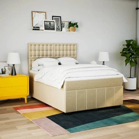 vidaXL Κρεβάτι Boxspring με Στρώμα Κρεμ 140x200 εκ. Υφασμάτινο