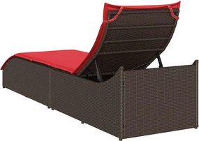 vidaXL Πτυσσόμενη ξαπλώστρα με μαξιλάρι και αποθήκευση Brown