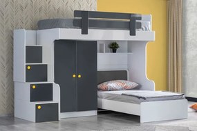 Stewehome Κρεβάτι κουκέτα με ντουλάπα δύο θυρών