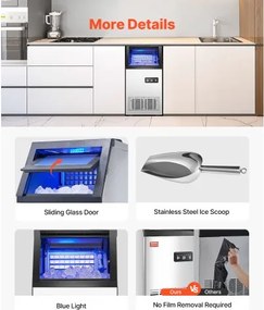 VEVOR Commercial Ice Maker Freestanding Cabinet Machine 80lbs/24H 36 Ice Cubes