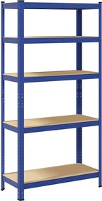 vidaXL Ραφιέρα Γωνιακή 5 Επιπέδων Μπλε από Ατσάλι &amp; Επεξεργασμένο Ξύλο