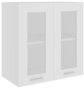 Ντουλάπι Κρεμαστό με Τζάμι Λευκό 60x31x60 εκ. από Επεξ. Ξύλο - Λευκό