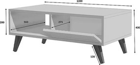 Τραπεζάκι σαλονιού Aster Megapap χρώμα λευκό 120x56x40εκ.