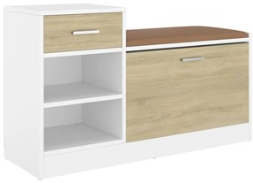 vidaXL Παπουτσοθήκη Λευκή/Sonoma Δρυς 94,5 x 31 x 57 εκ. Επεξ. Ξύλο