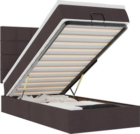 vidaXL Οθωμανικό κρεβάτι με στρώμα σκούρο καφέ 90x200cm ύφασμα
