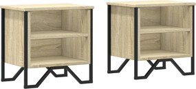 vidaXL Κομοδίνο Χρώμα 2 τεμ. Sonoma Δρυς 40x30x40 εκ. από Επεξ. Ξύλο