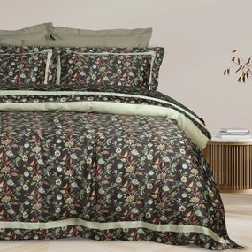 Σετ Παπλωματοθήκη Βαμβακοσατέν Υπέρδιπλη 220x240εκ. Executive 1706 Green-Grey Das Home