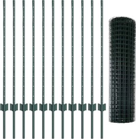 vidaXL Περίφραξη Euro με Στήλη 25 x 1 m PVC-Επικαλυμμένο Ατσάλι Δίχτυ