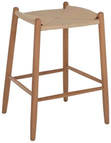 Σκαμπό Μπαρ Μεσαίου Ύψους HM9321.01 53x46x69cm Από Ξύλο Οξιά & Σχοινί Natural Wood, Rope