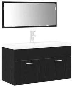 vidaXL Σετ Έπιπλα Μπάνιου Επιτοίχιο 3 pcs Μαύρη Οξυά 90x38.5x46cm