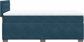 vidaXL Κρεβάτι Boxspring με Στρώμα Μπλε 100x200 εκ. Βελούδινο