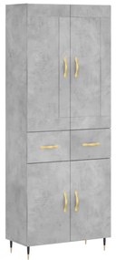 vidaXL Ντουλάπι Γκρι Σκυροδέματος 69,5x34x180 εκ. Επεξεργασμένο Ξύλο