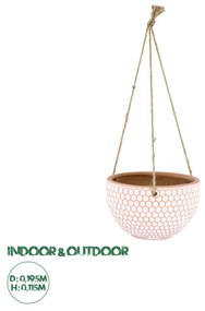 GloboStar® Artificial Garden CHIOS 20462 Κρεμαστό Πήλινο Κεραμικό Κασπώ Γλάστρα - Flower Pot Κεραμιδί με Λευκό Φ19.5cm x Υ11.5cm