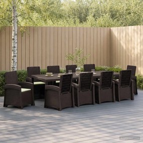vidaXL Σέτ φαγητού για κήπο 11 τμχ. Καφέ και Κρεμ 250 cm PP