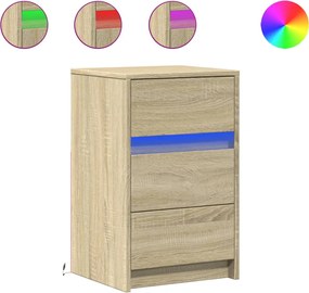 vidaXL Κομοδίνο με Φώτα LED Sonoma Δρυς Επεξεργασμένο Ξύλο