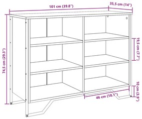 Μπουφές Γκρι Sonoma 101x35,5x74,5 εκ. από Επεξεργασμένο Ξύλο - Γκρι