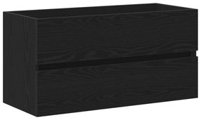 vidaXL Ντουλάπι Νιπτήρα Μαύρη Δρυς 90x38,5x45 εκ. Επεξεργασμένο Ξύλο