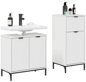 vidaXL Σετ Επίπλων Μπάνιου 2 pcs Γυαλιστερό λευκό 39.5 x 36 x 88 εκ