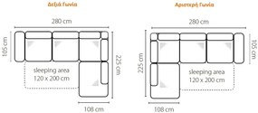 Γωνιακός καναπές Gemini-Αριστερά-Siel