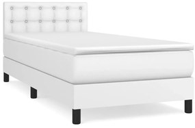 vidaXL Κρεβάτι Boxspring με Στρώμα Λευκό 80 x 200 εκ. Συνθετικό Δέρμα