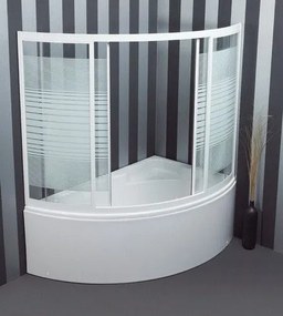 SANITEC A-965-165 Συρώμενο κρύσταλλο ασφαλείας Tempered Glass με λευκή σεριγραφία για τη μπανιέρα LYDIA