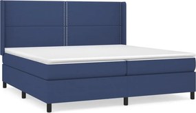 vidaXL Κρεβάτι Boxspring με Στρώμα Μπλε 200x200 εκ. Υφασμάτινο