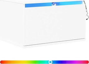 vidaXL Κομοδίνα Επιτοίχια με Φώτα LED 2 τεμ. Λευκά