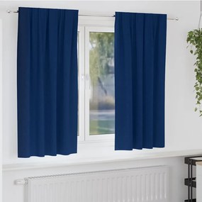 vidaXL Κουρτίνες με κουρτίνες 2 pcs Σκούρο Μπλε Πολυεστέρας