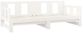 vidaXL Καναπές Κρεβάτι Συρόμενος Λευκός 2x(80x200) εκ. από Μασίφ Πεύκο