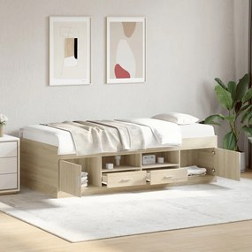 vidaXL Καναπές Κρεβάτι με Συρτάρια Χωρίς Στρώμα Sonoma Δρυς 90x200 εκ.