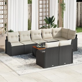 vidaXL Σετ καναπέ κήπου 9 pcs Μαύρος, λευκός Μεγάλο